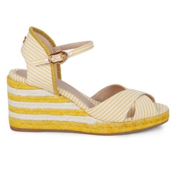 Stuart Weitzman | Like New Mirela Stripes espadrille wedges in Sunflower color - Picture 6 of 11